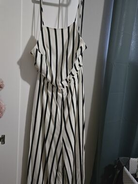 Vintage Forever 21 Striped Black & White Sleeveless Jumpsuit